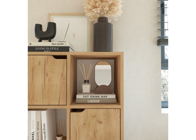 Βιβλιοθήκη Bookel pakoworld μελαμίνης σε oak απόχρωση 59.5x27.5x89εκ
