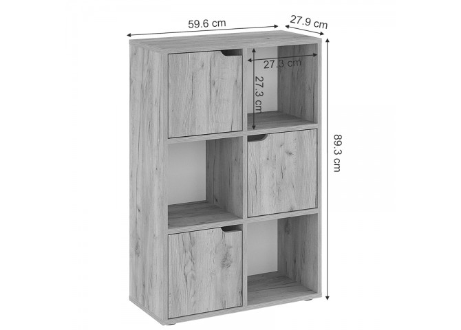 Βιβλιοθήκη Bookel pakoworld μελαμίνης σε oak απόχρωση 59.5x27.5x89εκ