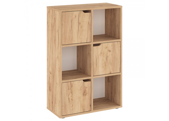 Βιβλιοθήκη Bookel pakoworld μελαμίνης σε oak απόχρωση 59.5x27.5x89εκ