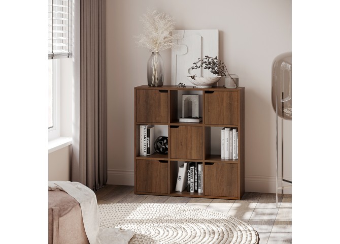 Βιβλιοθήκη Bookel pakoworld σε καρυδί απόχρωση 88.5x27.5x89.3εκ