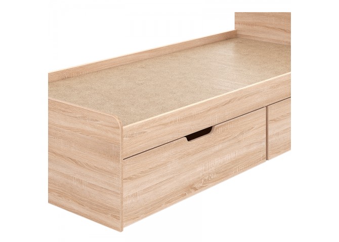 Κρεβάτι Regan pakoworld με συρτάρια σε oak απόχρωση 90x200εκ