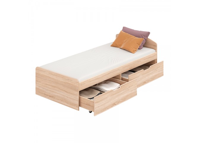 Κρεβάτι Regan pakoworld με συρτάρια σε oak απόχρωση 90x200εκ