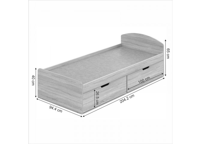 Κρεβάτι Regan pakoworld με συρτάρια σε oak απόχρωση 90x200εκ