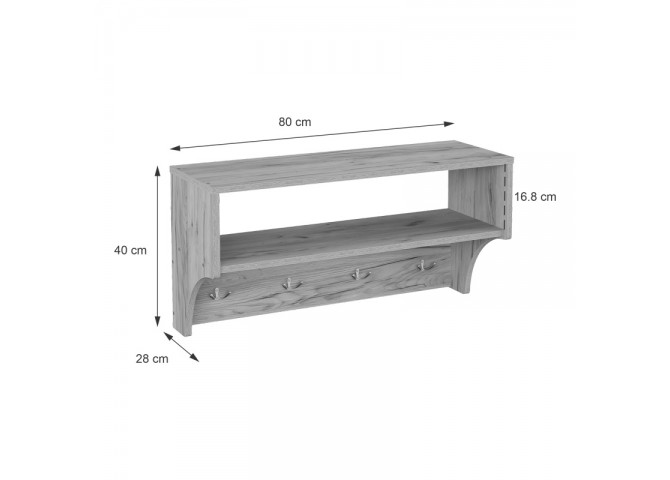 Κρεμάστρα Crosta pakoworld σε oak απόχρωση 80x28x40εκ