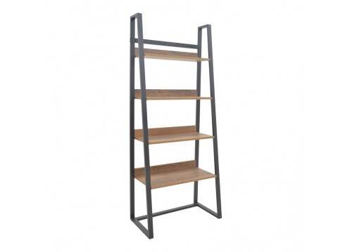 Βιβλιοθήκη Ryder pakoworld καρυδί-μαύρο 75x36x185εκ