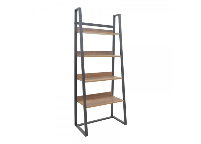 Βιβλιοθήκη Ryder pakoworld καρυδί-μαύρο 75x36x185εκ