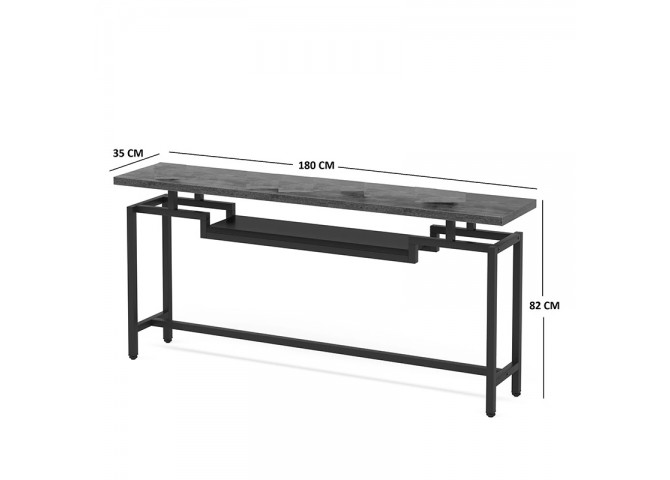 Κονσόλα Onole pakoworld σε καρυδί - μαύρο μέταλλο 180x35x82εκ