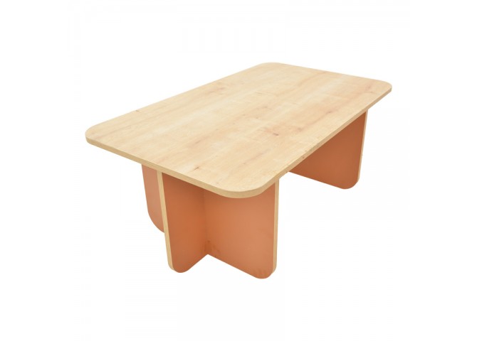 Τραπέζι Bοca pakoworld σε oak-κεραμιδί απόχρωση 100x60x42εκ