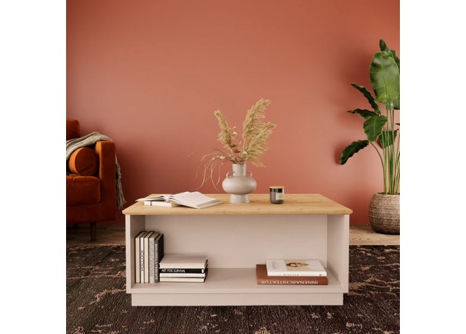 Τραπέζι Monik pakoworld σε oak-ανοιχτό γκρι απόχρωση 90x56x40εκ