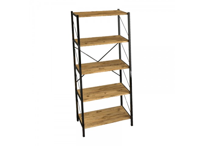Βιβλιοθήκη Bimblem pakoworld oak με μαύρο μέταλλο 60x30x150εκ