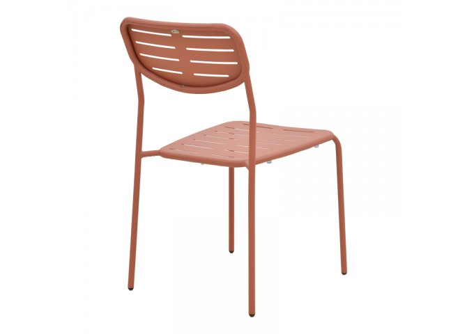 Καρέκλα Deraby pakoworld στοιβαζόμενη terracotta μέταλλο 52.5x45.5x83εκ