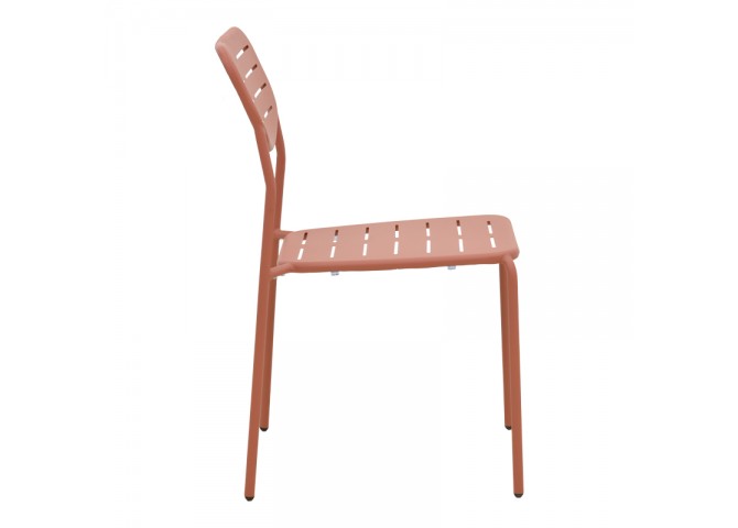 Καρέκλα Deraby pakoworld στοιβαζόμενη terracotta μέταλλο 52.5x45.5x83εκ
