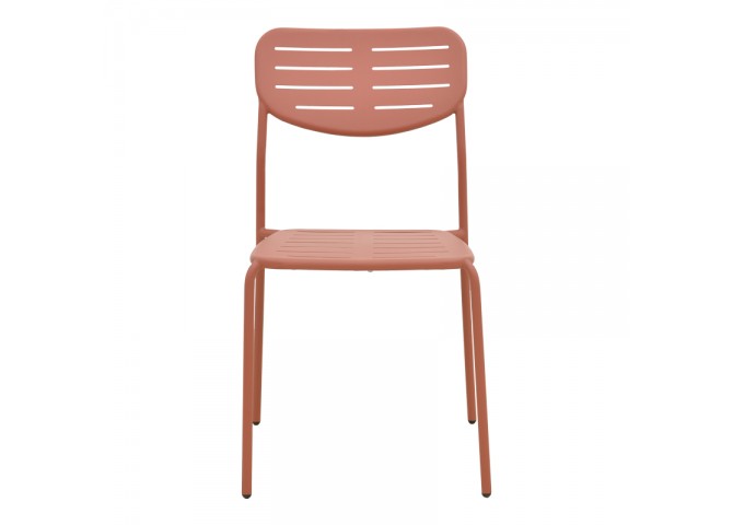 Καρέκλα Deraby pakoworld στοιβαζόμενη terracotta μέταλλο 52.5x45.5x83εκ