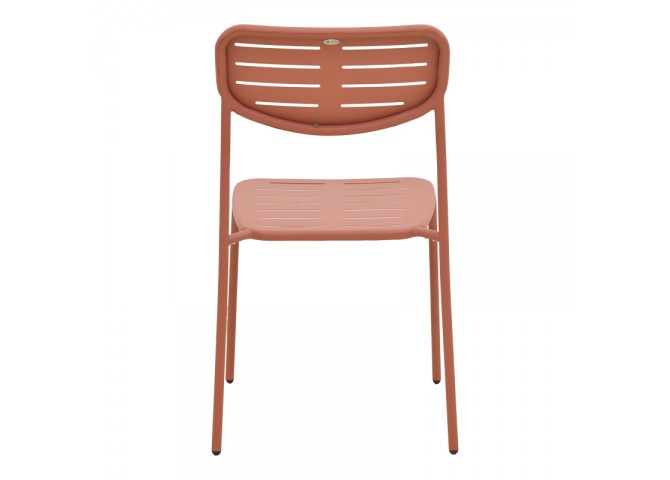 Καρέκλα Deraby pakoworld στοιβαζόμενη terracotta μέταλλο 52.5x45.5x83εκ