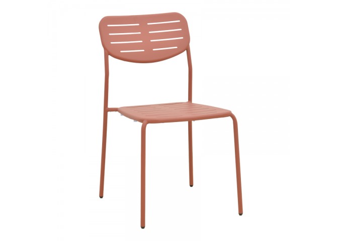 Καρέκλα Deraby pakoworld στοιβαζόμενη terracotta μέταλλο 52.5x45.5x83εκ