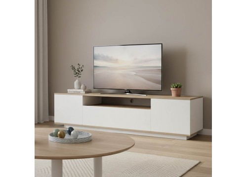 Έπιπλο τηλεόρασης Winey pakoworld σε sonoma-λευκή απόχρωση 180x44.5x44.5εκ