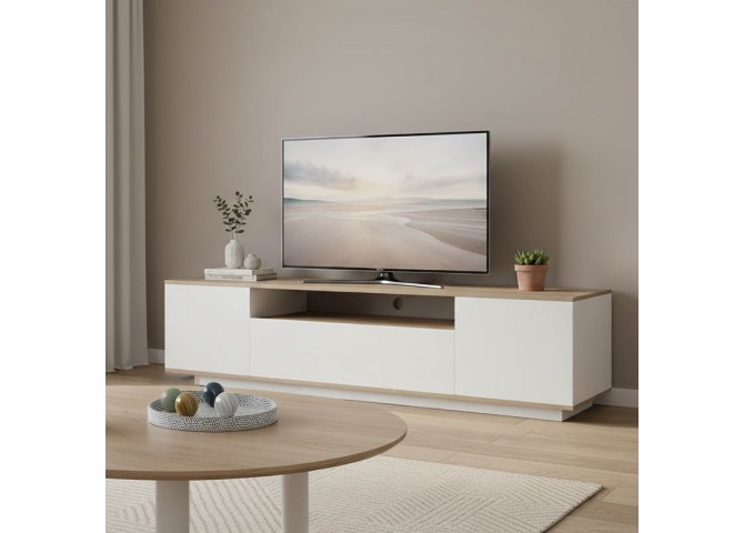 Έπιπλο τηλεόρασης Winey pakoworld σε sonoma-λευκή απόχρωση 180x44.5x44.5εκ