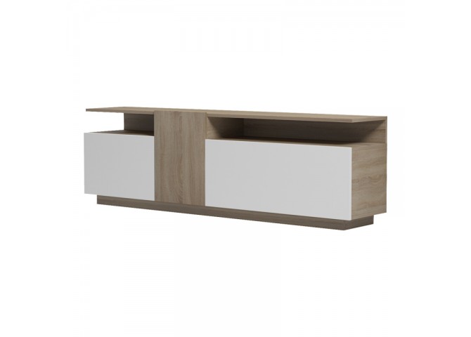 Μπουφές Vendora pakoworld σε sonoma-λευκή απόχρωση 150x29.5x46.3εκ