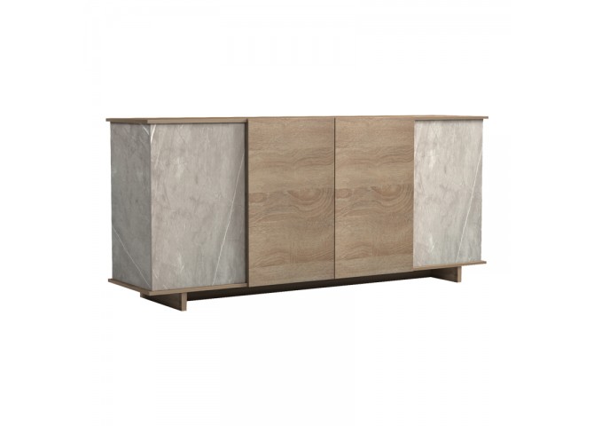 Μπουφές Zafore pakoworld sonoma - γκρι μπεζ όψη μαρμάρου 180x45x80εκ