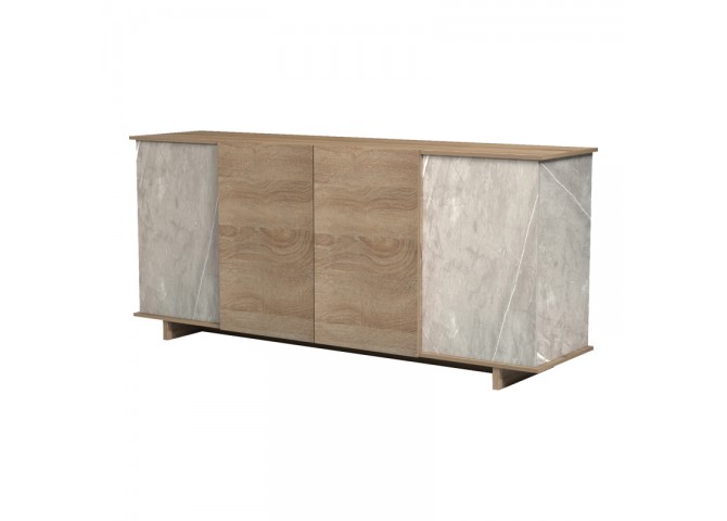 Μπουφές Zafore pakoworld sonoma - γκρι μπεζ όψη μαρμάρου 180x45x80εκ