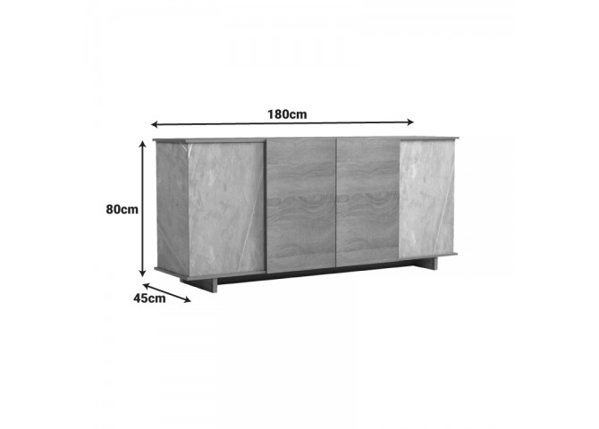 Μπουφές Zafore pakoworld sonoma - γκρι μπεζ όψη μαρμάρου 180x45x80εκ
