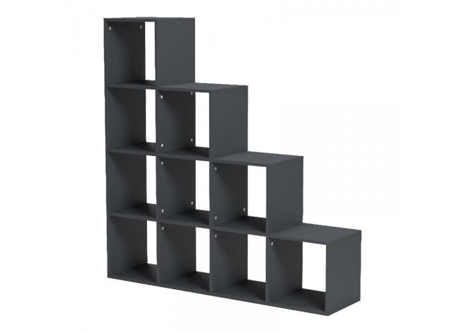 Βιβλιοθήκη Scala pakoworld ανθρακί 129.5x29x129.5εκ