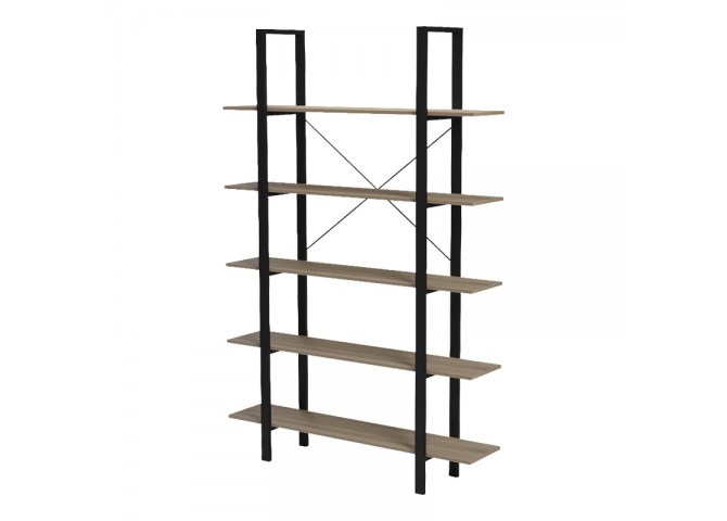 Βιβλιοθήκη-Ραφιέρα Loftie pakoworld sonoma-μαύρο μέταλλο 126x28x165εκ