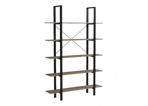 Βιβλιοθήκη-Ραφιέρα Loftie pakoworld sonoma-μαύρο μέταλλο 126x28x165εκ