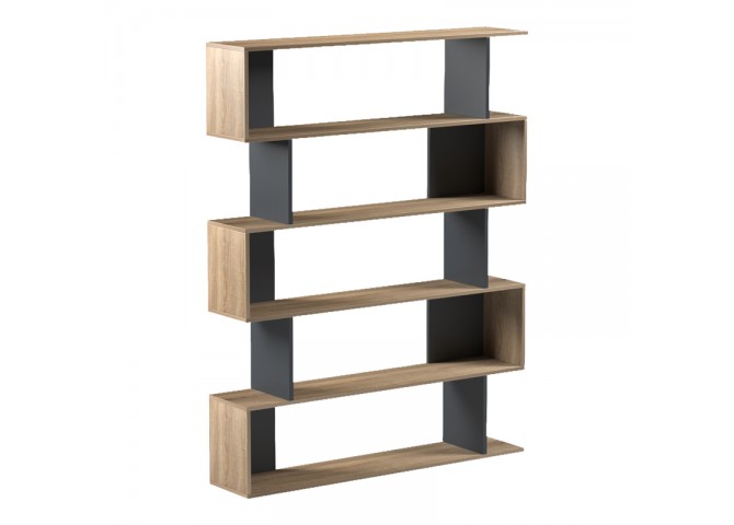 Βιβλιοθήκη Tetri pakoworld sonoma-ανθρακί 121.8x25.4x158.8εκ