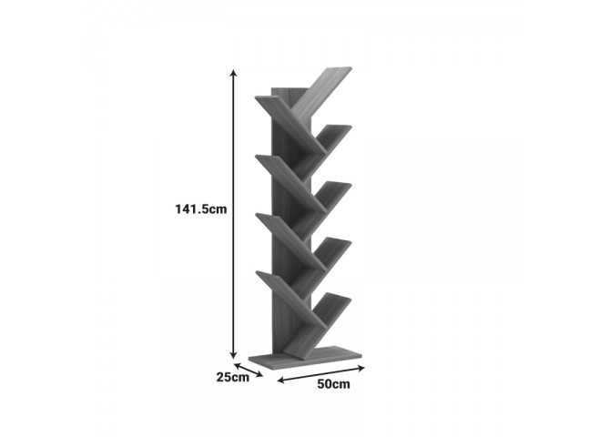 Βιβλιοθήκη Fyllo pakoworld ανθρακί 50x25x141.5εκ