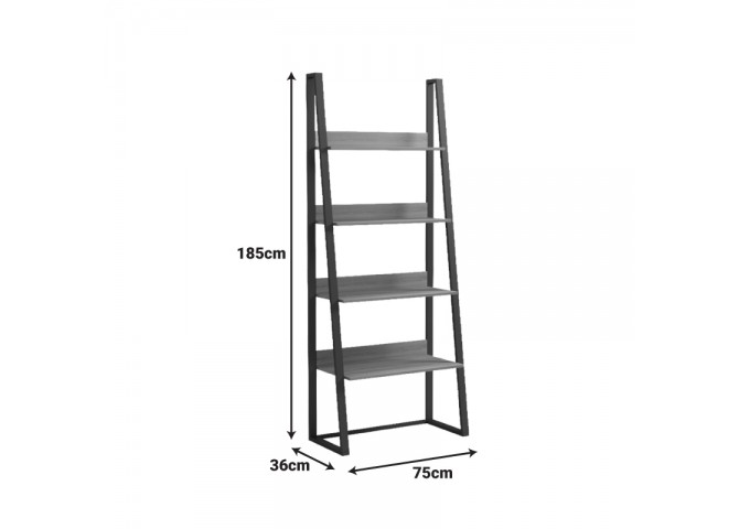 Βιβλιοθήκη-Ραφιέρα Alfa pakoworld sonoma-μαύρο μέταλλο 75x36x185εκ