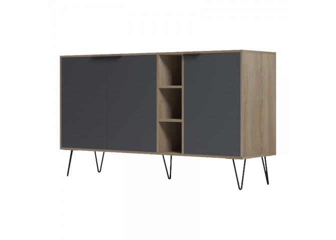 Μπουφές Balain pakoworld sonoma-ανθρακί 142x35.5x83εκ