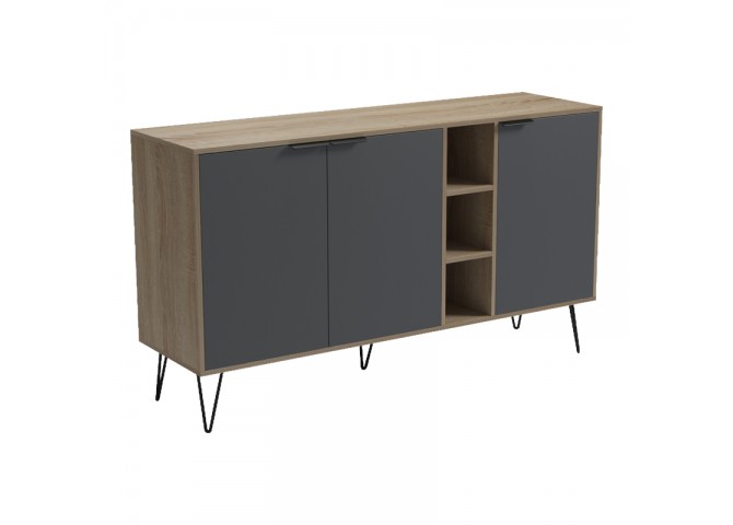 Μπουφές Balain pakoworld sonoma-ανθρακί 142x35.5x83εκ