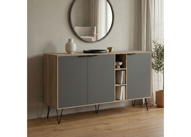 Μπουφές Balain pakoworld sonoma-ανθρακί 142x35.5x83εκ