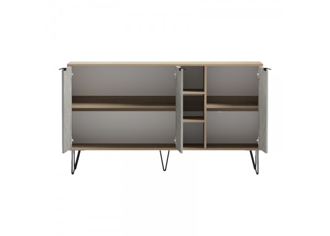 Μπουφές Balain pakoworld sonoma-γκρι μπεζ όψη μαρμάρου 142x35.5x83εκ