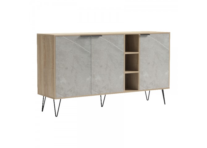 Μπουφές Balain pakoworld sonoma-γκρι μπεζ όψη μαρμάρου 142x35.5x83εκ