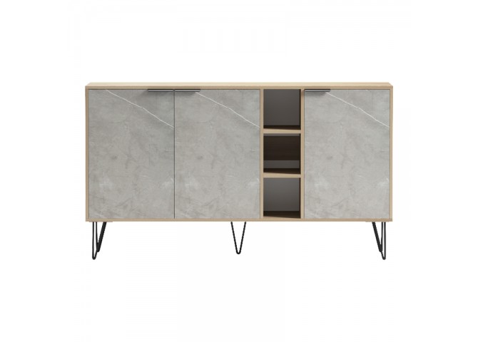 Μπουφές Balain pakoworld sonoma-γκρι μπεζ όψη μαρμάρου 142x35.5x83εκ