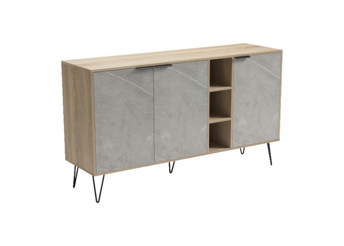 Μπουφές Balain pakoworld sonoma-γκρι μπεζ όψη μαρμάρου 142x35.5x83εκ