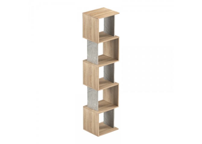 Βιβλιοθήκη Cubik pakoworld sonoma- γκρι μπεζ οψη μαρμάρου 35x30x161εκ