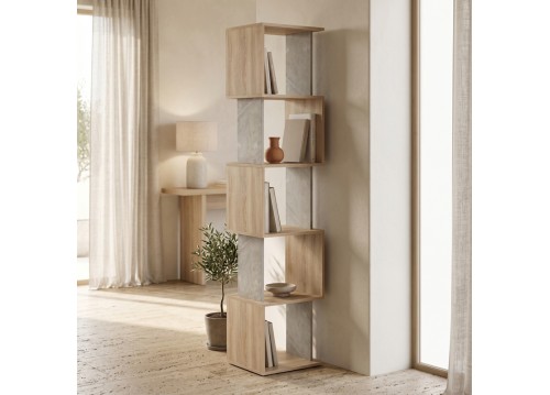 Βιβλιοθήκη Cubik pakoworld sonoma- γκρι μπεζ οψη μαρμάρου 35x30x161εκ