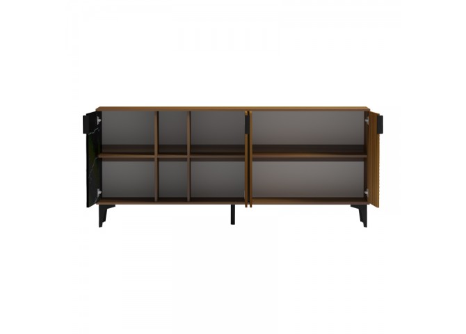 Μπουφές Riba pakoworld καρυδί-μαύρη όψη μαρμάρου 180x40x78εκ