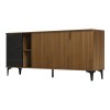 Μπουφές Riba pakoworld καρυδί-μαύρη όψη μαρμάρου 180x40x78εκ