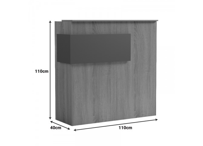 Γραφείο reception Optima pakoworld με led sonoma-ανθρακί 110x40x110εκ