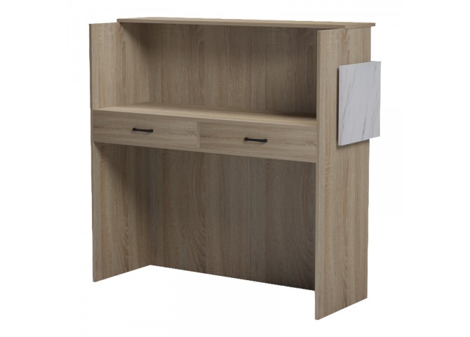 Γραφείο reception Optima pakoworld με led sonoma-λευκή όψη μαρμάρου 110x40x110εκ