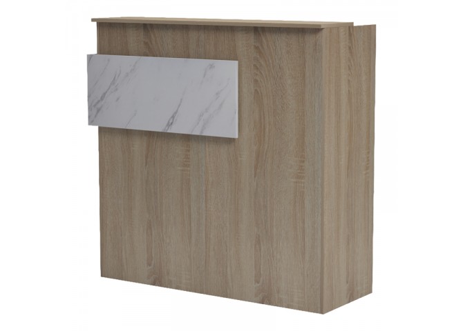 Γραφείο reception Optima pakoworld με led sonoma-λευκή όψη μαρμάρου 110x40x110εκ