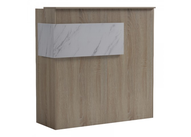 Γραφείο reception Optima pakoworld με led sonoma-λευκή όψη μαρμάρου 110x40x110εκ