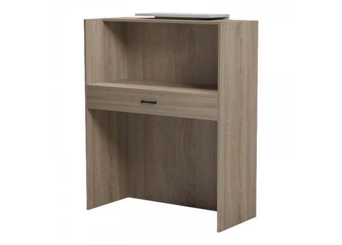 Γραφείο reception Zowel pakoworld με led sonoma-λευκή όψη μαρμάρου 90x40x110εκ