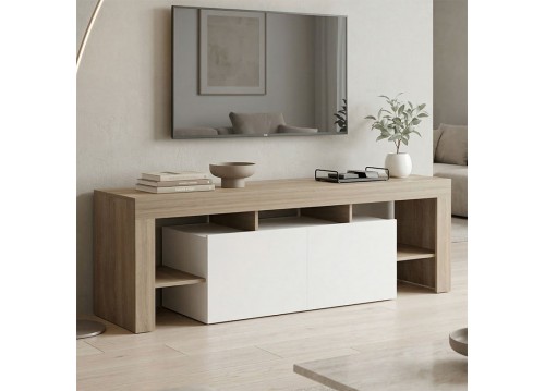 Έπιπλο τηλεόρασης Liner pakoworld sonoma-λευκό 150x40x50εκ