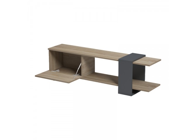 Έπιπλο τηλεόρασης Standi pakoworld σε sonoma-ανθρακί 120x25x36.8εκ