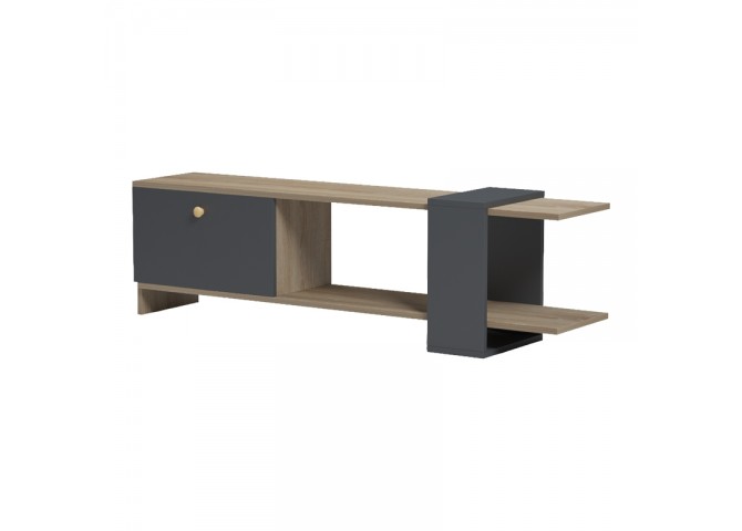 Έπιπλο τηλεόρασης Standi pakoworld σε sonoma-ανθρακί 120x25x36.8εκ